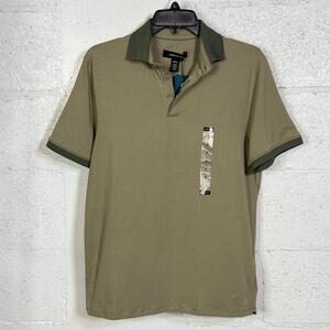 Kenneth Cole Men's Solid Button Placket Polo Shirt green Small